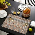 thumbnail image 4 of Orange Geometric Diamond Cross Pattern Summer Placemats Table Placemats Set Of 4-Linen Kitchen Washable Placemats Table Mats 11.8"x17.7" Non-Slip Heat Resistant, 4 of 6