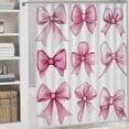 thumbnail image 5 of Cute Pink Bows 4 Piece Shower Curtain Sets with Non-Slip Rugs Toilet Lid Cover And Bath Mat Pink Bow Coquette Waterproof Personality Pattern Bath Curtains for Bathroom Decor, 5 of 8