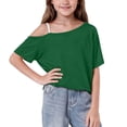 thumbnail image 2 of hoksml Girls One Shoulder T-Shirt, Short Sleeve Casual Top, Kids Off Shoulder Tee for Back to School, 2 of 9