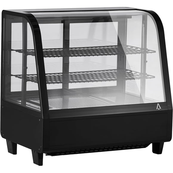 YUSAZENS ABS & Double Tempered Glass Horizontal Refrigerated Display Case, 100L Commercial Cooler for Food Drinks Deli Black