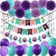thumbnail image 1 of Juego de decoraciones de cumpleaños de Sirenita, decoración de cumpleaños para niñas, pancarta de feliz cumpleaños, pompones de papel de seda, remolinos colgantes para decoraciones de fiesta de cumpl JAMW Sencillez, 1 of 5