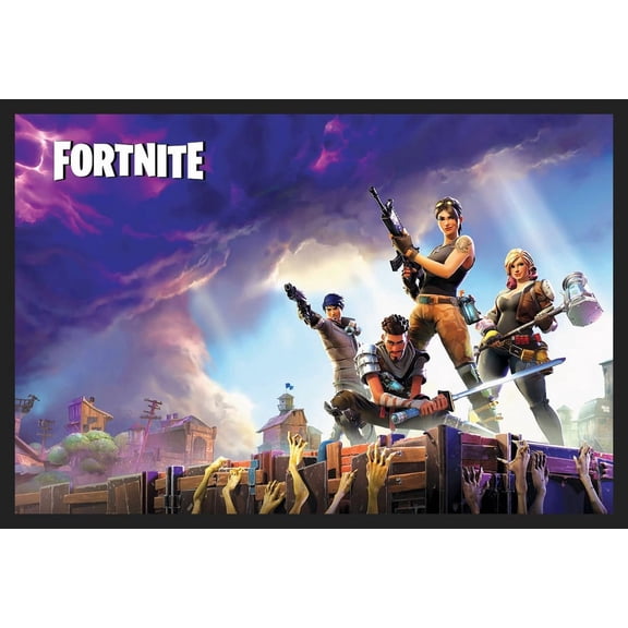 BUY ART FOR LESS Officially Licensed Fornite Zombies Framed Art Poster - 24 x 36 Inch - Sturdy Engineered Wood Frame with Plexi Glass - Ready To Hang