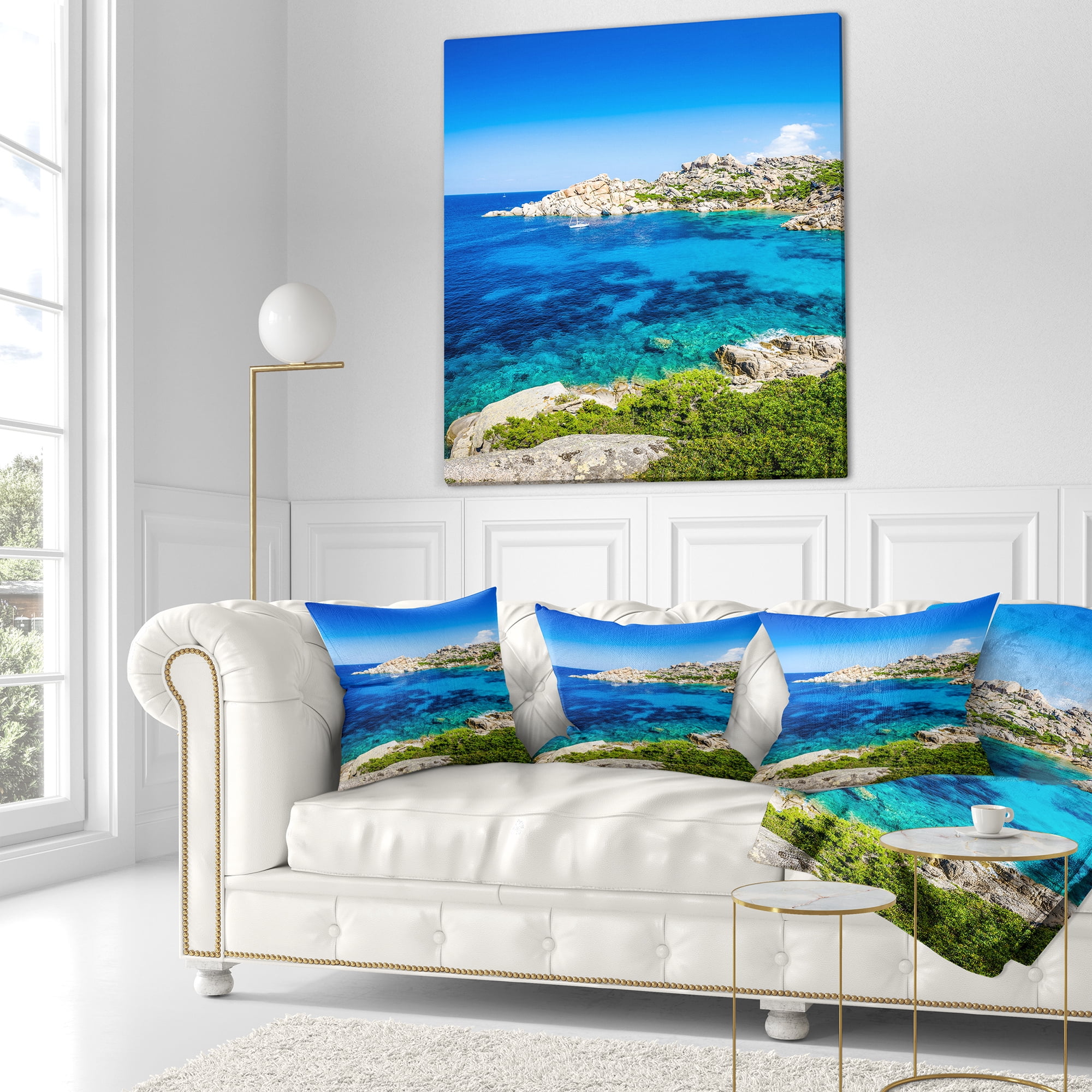 Designart Ocean Bay with Turquoise Water - Seascape Throw Pillow - 18x18