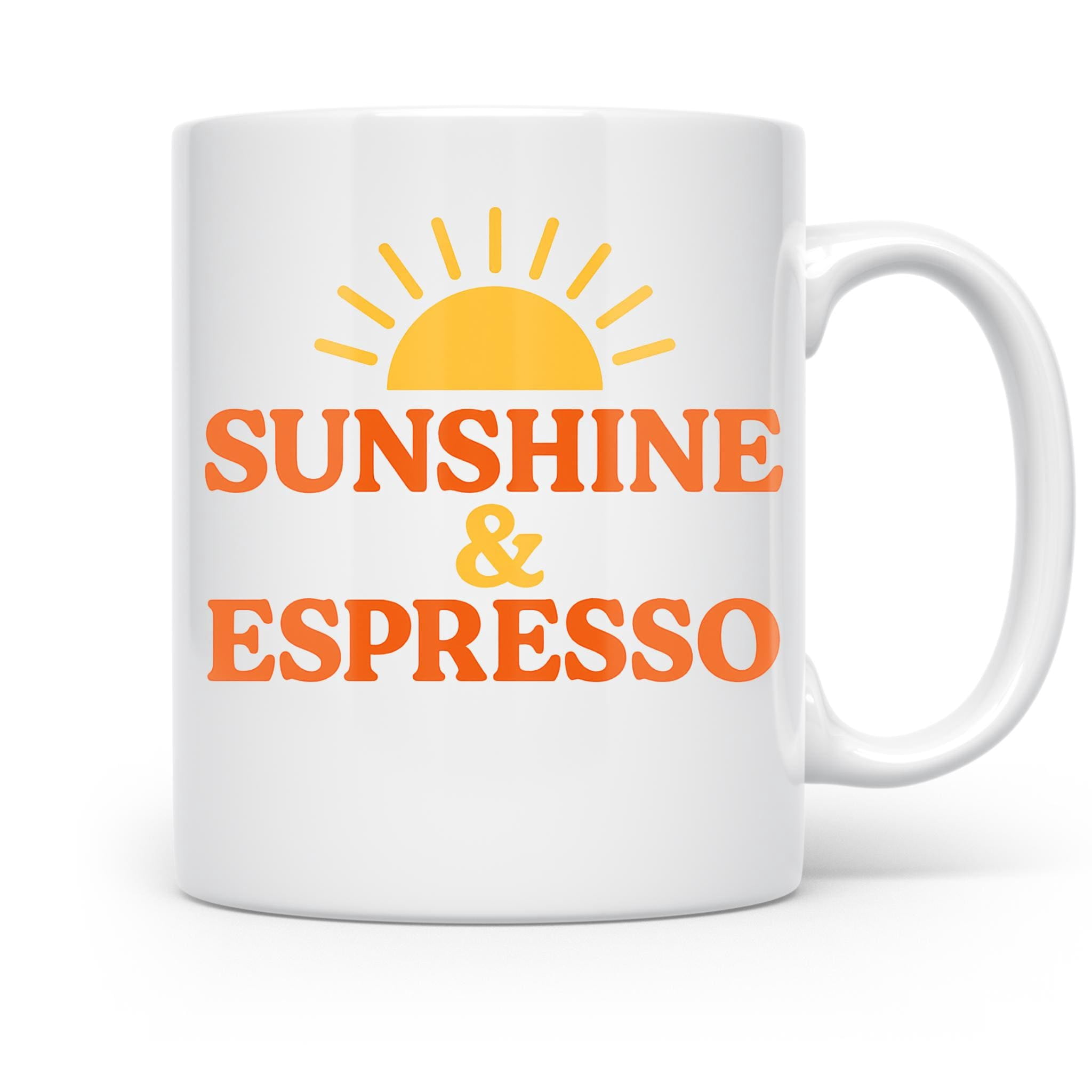 Sunshine and Espresso 11 oz Coffee Mug - Retro Coffee Lover Gift White Ceramic