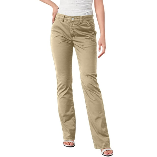 Women's Solid Color Stylish Casual Straight Leg Pants With Button Closure And Pockets Comfortable Work Trousers For Daily Commute Pants for Women Casual Fall Casual Pants Women Fall Petite on Dress