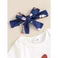thumbnail image 6 of Musuos Baby Girl Summer Outfits 3 6 9 12 18Months Letter Baseball Print Short Sleeve Rompers Flare Pants Headband 3Pcs Clothes Se, 6 of 9