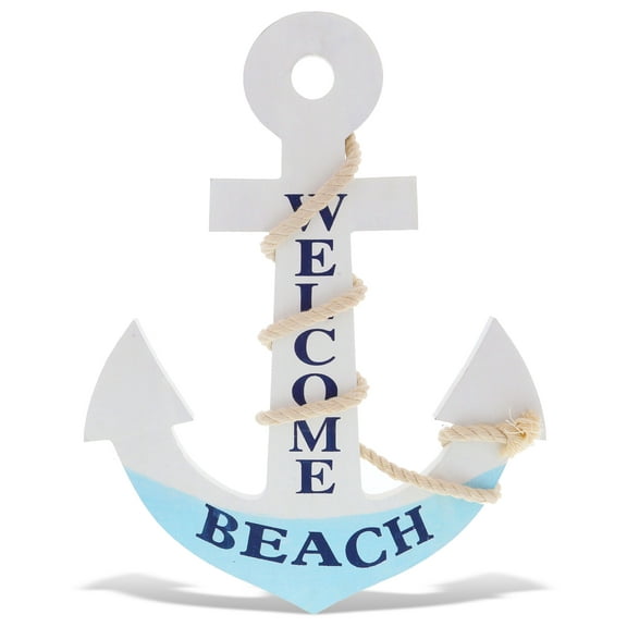 CoTa Global Blue Mist Wall Anchor - Handmade and Crafted Bright Wooden Anchor with Sea Ropes for Hanging, Nautical Themed Home Decor, Pastel Blue Anchor Wall Decor Coastal Ornament - 14 Inch