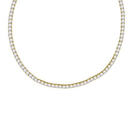 Yellow-tone 925 Sterling Silver Mens Womens Unisex 4mm 18 Inch Cubic Zirconia Tennis Chain Necklace for Men