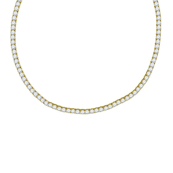 925 Sterling Silver Yellow-tone Mens Womens Unisex 4mm 26 Inch Cubic Zirconia Tennis Chain Necklace for Men