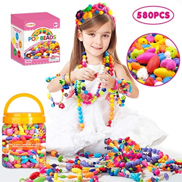 WTOR 520 Pcs Snap Pop Beads Set for Kids Creative DIY Jewelry Making Kit Intelligence Education Toys Gifts for 3 4 5 6 7 Year Old Girls Toys 