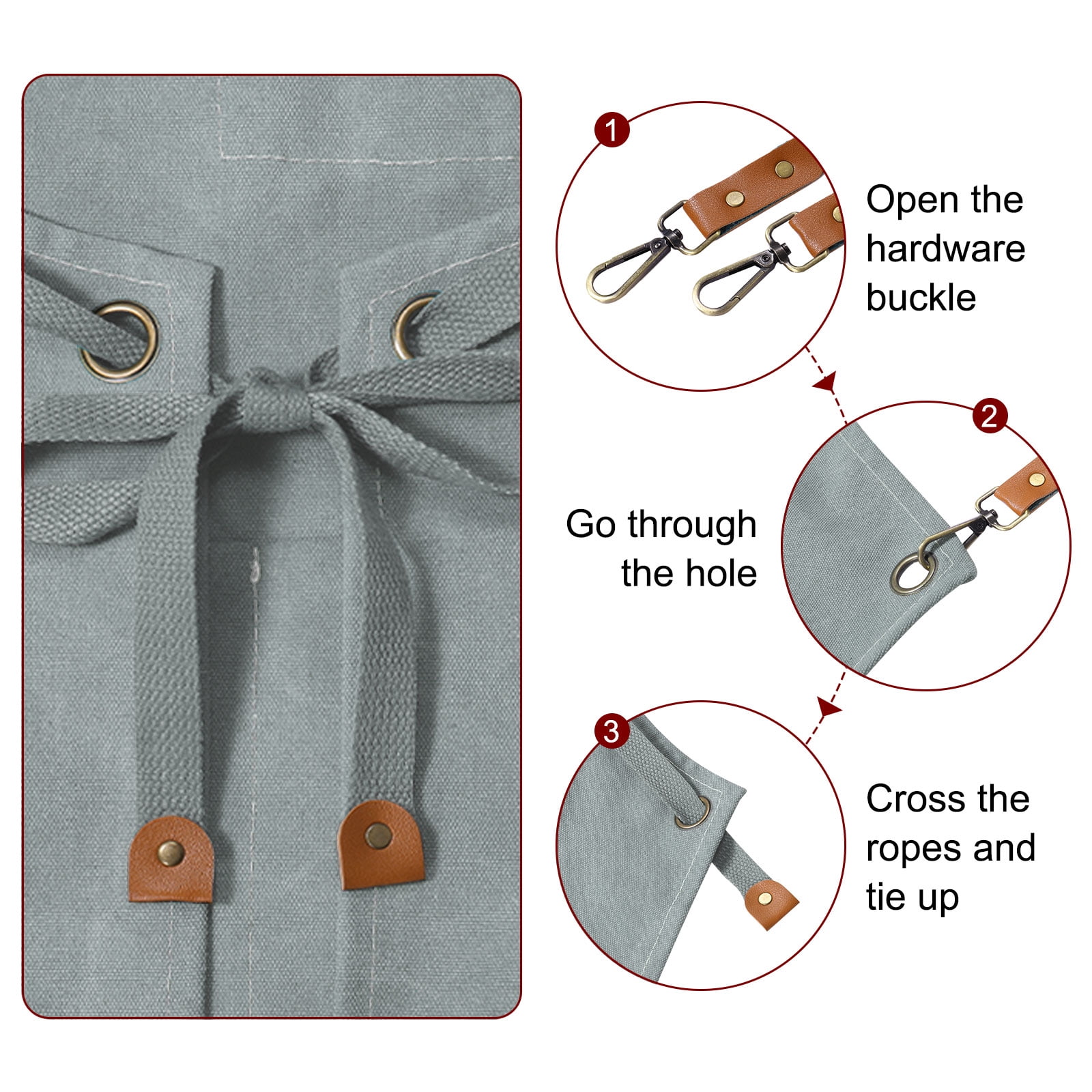 Uxcell Canvas Chef Aprons 75x68cm Adjustable Strap Waterproof Cross Back Kitchen Cooking Apron with 3 Pockets Light Blue