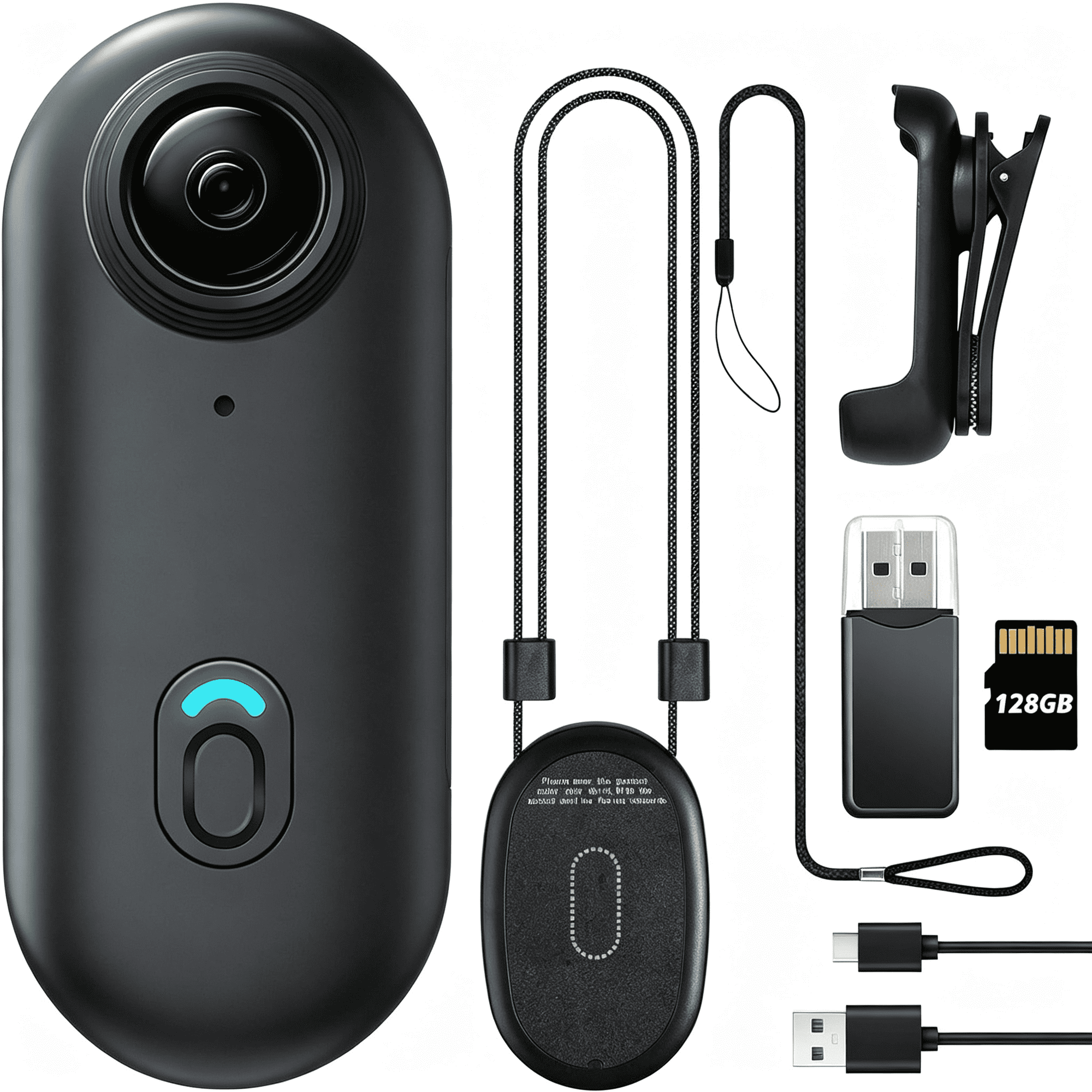 GJX Mini Wearable Body Worn Action Camera,Fhd 1080P,Thumb Size,Hands Free Recording with Premium Portable Camcorder Mount Anywhere for Security,Work,Guard,Travel,128Gb,Black