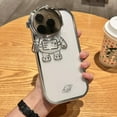 thumbnail image 3 of Electroplated Flip Astronaut Case, Astronaut Invisible Stand with or Without Gradient Glitter Paper, Protective Lens Design for iPhone 15 14 13 12 11 Pro Max XR Case (Silver 1,iPhone 12 Pro), 3 of 7