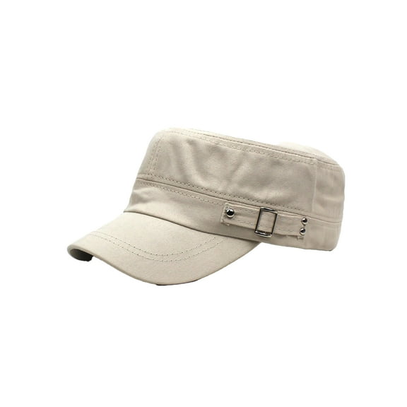 HUANLEDASH Men Summer Peaked Hat Solid Color Flat Top Wide Brim Adjustable Sun Protection Sunscreen Breathable Camping Baseball Hat Headwear