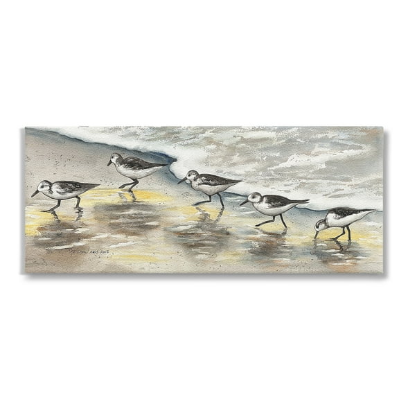 Stupell Industries Sunlit Birds & Beach Foam Animals & Insects Painting Gallery Wrapped Canvas Art Print Wall Art, 24 x 10