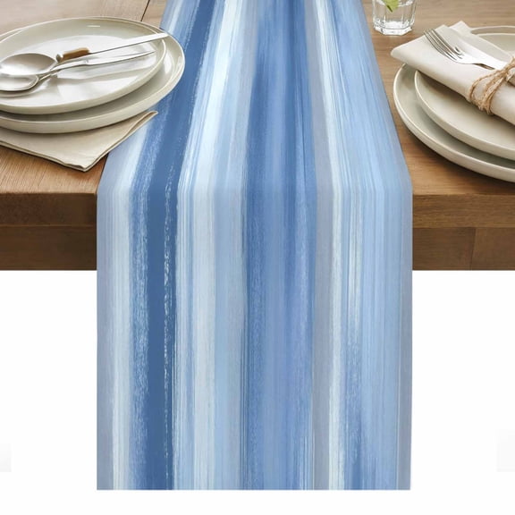 Navy Blue Grey Table Runner Abstract Art Oil Painting Blue Ombre Tablerunners 13 x 70 Inch, Table Decorations Tabletop Scarf for Summer Gathering Holiday Farmhouse Kitchen Dining Decor