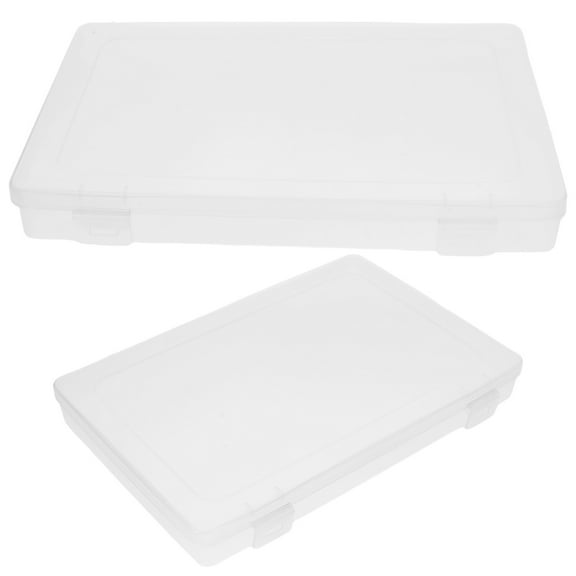 WHAMVOX  2 Pcs File Storage Box Very Desk with Bin Lid Paper Organizer Transparent