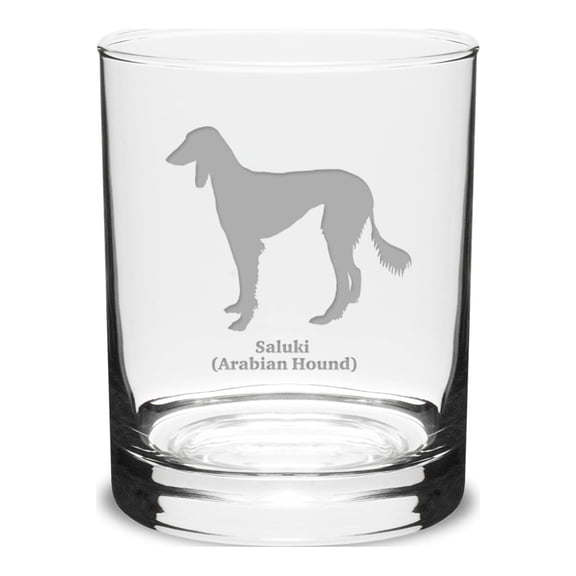 Saluki Deep Etched 14 oz Classic Double Old Fashion Glass