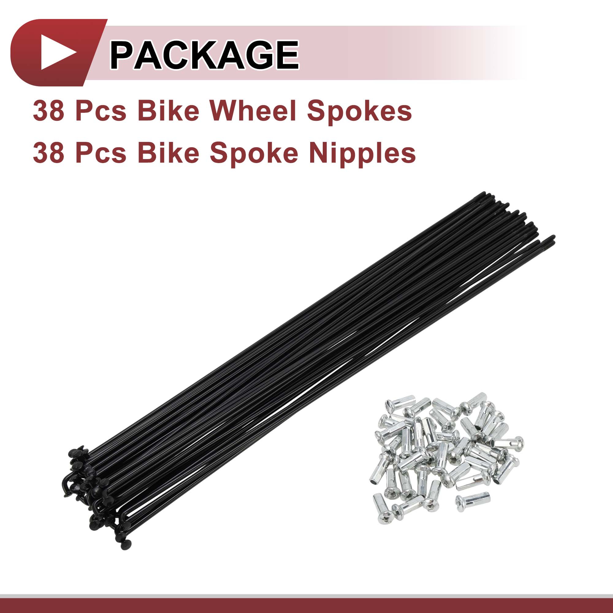 Unique Bargains 38Pcs Durable 13G Bike Wheel Spokes Carbon Steel Black 9.96"