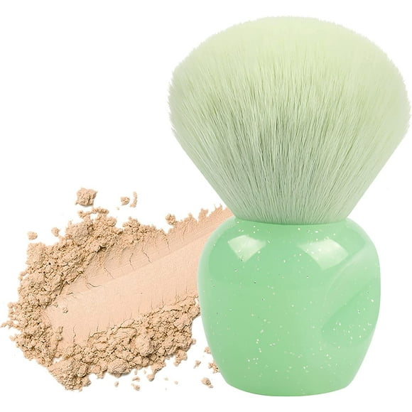 TOOAD Green Powder Makeup Brush, Blush Brush, Large Face Brush for Loose or Pressed Powder, Bronzer Brush with Plush Fibers