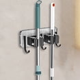 thumbnail image 1 of Ovzne Two Clip Hook Transparent Backboard No Punching Hook Stainless Steel Mop Clip No Punching Mop Metal Hook Bathroom Brooms Mop Storage Rack On Clearance, 1 of 6