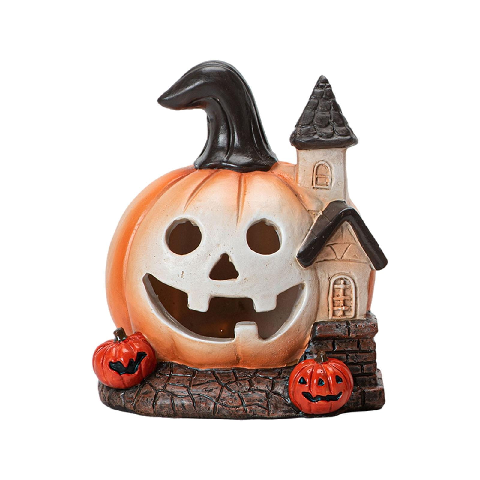 TISHITA Halloween Pumpkin House Figurine Resin Ghost Ornament Decorative Handcraft Sculpture Modern Statue Lovely Table Centerpiece Suitable for Gift Giving H Large
