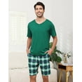 thumbnail image 4 of BEOEOSY Matching Couples Pajamas Soft Mens Pjs Short Sleeve Shorts Set Casual V Neck His and Her Pajamas Lounge Set (Green-Men,m), 4 of 7