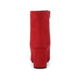 thumbnail image 2 of BLISSFUL STEP Women's Pointy Toe Side Zip Block Heel Ankle Boots Red 8, 2 of 7