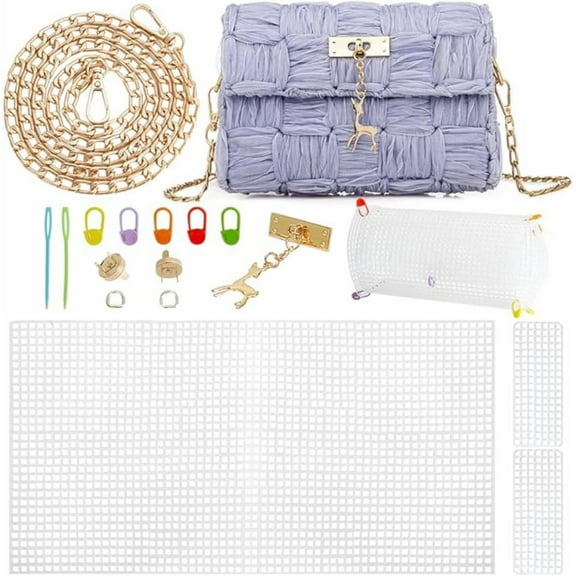 DIY Knitting Crochet Bags Kit Acrylic Yarns Weaving Bag Making Materials Blank Mesh Plastic Canvas Sheets