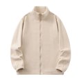 thumbnail image 1 of Pisexur Fleece Jacket Men Man Solid Color Fleece Inner Lap Fleece Pockets Zipper Coat Mens Winter Coats Warming Jacket, 1 of 1