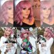 thumbnail image 5 of Peluca ondulada pastel con flequillo al aire para mujer, peluca corta bob violeta y rosa, rizada, ondulada, hasta los hombros, sintética, pelucas coloridas para cosplay para niñas (12, violeta y rosa, 5 of 5