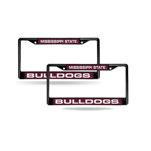 Mississippi State NCAA Bulldogs Black Metal (Set of 2) Laser Cut License Plate Frames