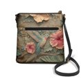 thumbnail image 2 of Kuiaobaty Hibiscus Print Crossbody Bag for Women, Hummingbird Print Casual Vegan Leather Shoulder Handbag with Strap, Zipped Pockets Messenger Purse Crossbody for Travel, Green, 2 of 7