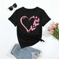 thumbnail image 4 of Fshinging Women Heart Butterfly Print Short Sleeve Tops Summer Fashion Casual T-Shirts Black L, 4 of 5