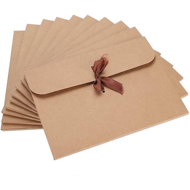 Caja de sobres Kraft con cinta, rectángulo texturizado de cartón de Color sólido, 10 Uds.