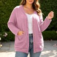 thumbnail image 2 of Rggeeun Oversized Cardigan Sweaters for Women Cable Knit Cardigan Long Sleeve Open Front Outerwear Casual Knit Tops with Pockets Office Wear Stylish,Red,3XL, 2 of 4