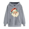 thumbnail image 4 of Women’s Retro Santa Claus Print Hooded Sweatshirt Long Sleeve Baggy Christmas Pullover with Pockets Festive Merry Christmas Hoodie for Holiday Outfits 2025 Trendy Casual Top, 4 of 5