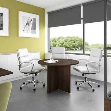 Bush Business 42W Round Conference Table in Black Walnut - Engineered Wood