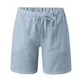 thumbnail image 6 of IDALL Linen Shorts Running Shorts Women Casual Solid High Waist Cotton And Linen Shorts Womens Elastic Waist Summer Shorts Spandex Shorts Women Summer Shorts Light Blue S, 6 of 9