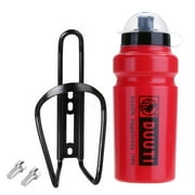 DUUTI 500ml MTB Road Bike Water Bottle + Cup Holder Cage Rack Mount (Red)
