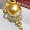 thumbnail image 2 of K-KED Gorgeous Huge AAAA 10-11mm south sea Golden ROUND pearl pendant necklace 925s..., 2 of 4