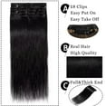 thumbnail image 2 of MY-LADY 8Pcs 18Clips Clip in Hair Extensions Human Hair for Women Double Weft Brazilian Remy Straight Human Hair Clip in Hairpiece 18inch #01 Jet Black, 2 of 8