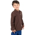 thumbnail image 2 of Leveret Boys Long Sleeve Cotton Polo Shirt Brown 3 Year, 2 of 3
