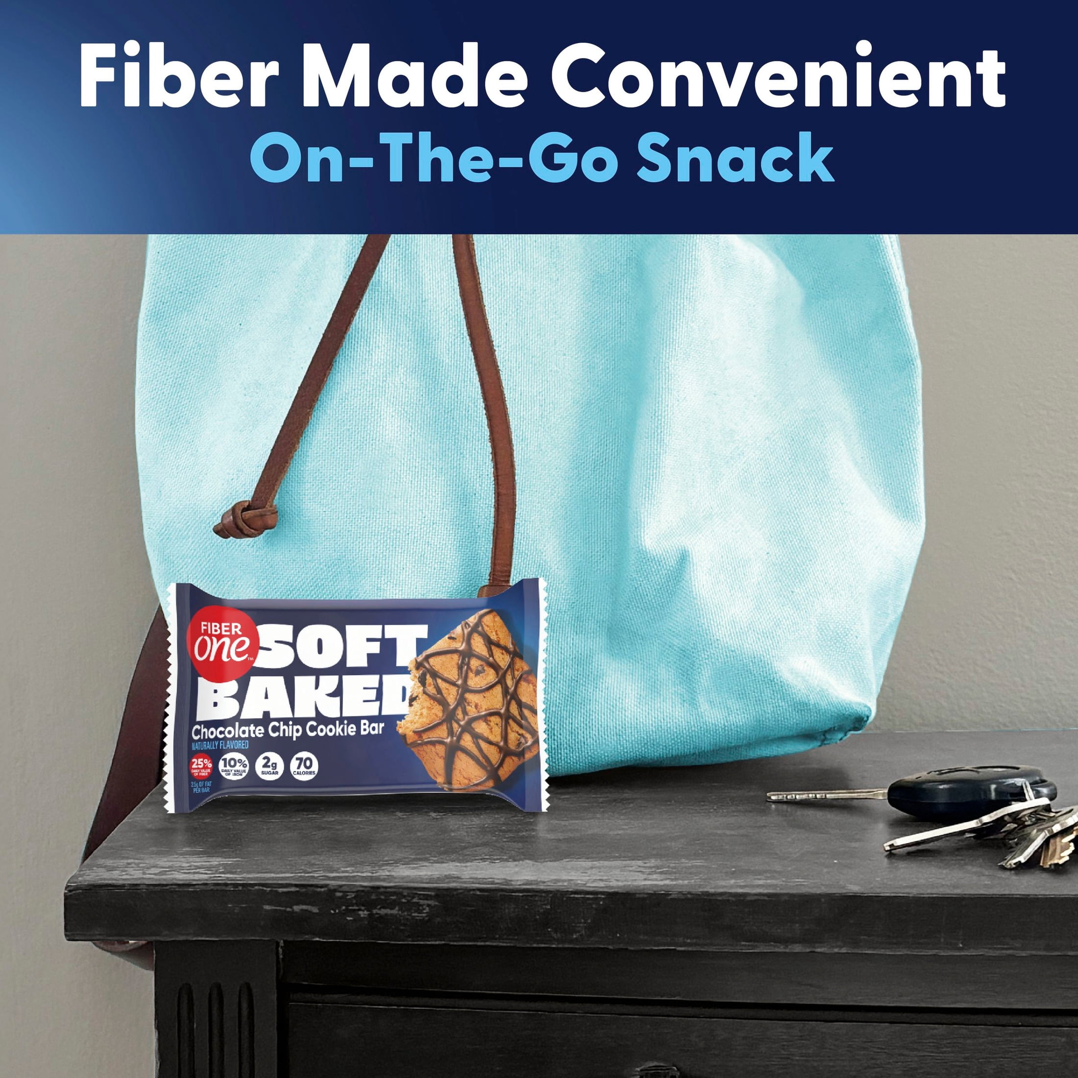 (4 pack) Fiber One Soft Baked Chocolate Chip Cookie Bars, Fiber Snacks, Value Pack, 12 Ct, 10.6 oz