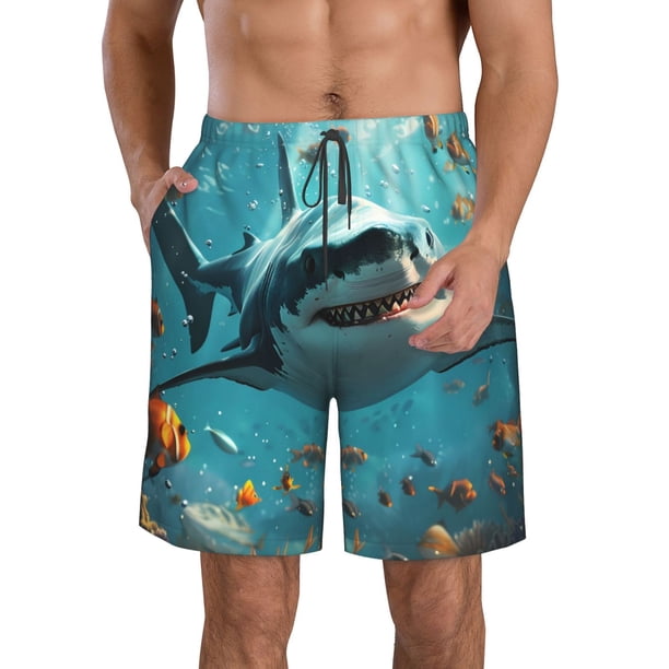 Fotbe Realistic Ocean Shark Trajes de Baño Estampados para Hombre, Shorts de Verano de Secado Rápido, Ropa de Playa, Bañadores-Medium