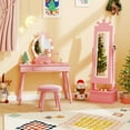 thumbnail image 4 of Gymax Kids Jewelry Armoire w/3-Color Lighted Full Length Mirror & Inside Led Lights Pink, 4 of 10