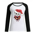 thumbnail image 4 of Fesfesfes Ugly Xmas Sweater Women Round-Neck Color Block Chriasmas Cat Graphic Printing Long Sleeve Tops Blouse Clearance, 4 of 4
