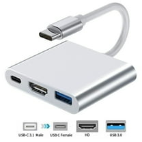 USB C to HDMI Adapter,Type C USB 3.1 to HDMI 4K/USB 3.0/USB C Converter Cable Charging Port Adapter Cable Compatible MacBook, Chromebook Pixel, Samsung Galaxy S8/S9/Note 8/Note 9 Silver