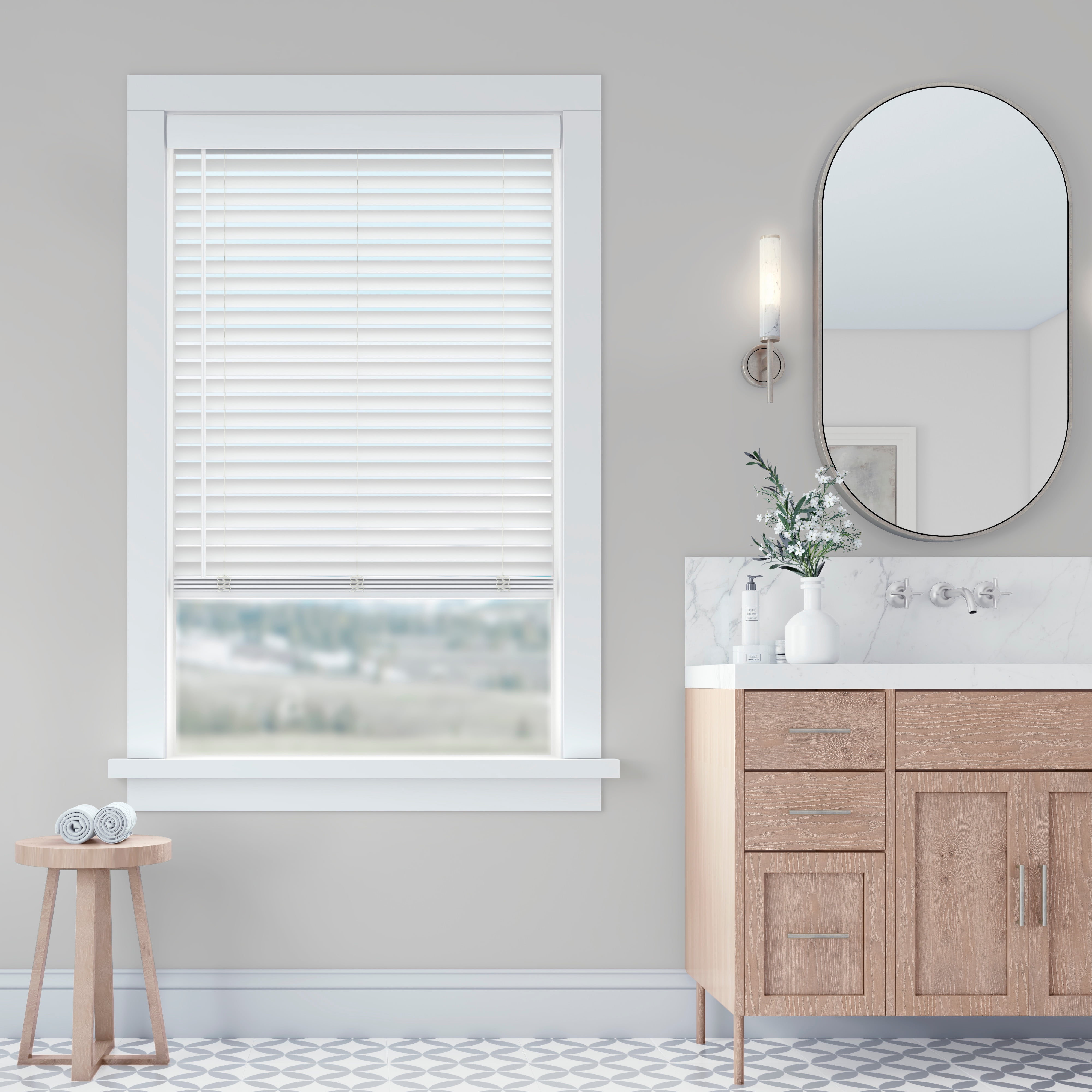 LEVOLOR BASICS 2" Cordless Faux Wood Blinds, White, 47" Width x 64" Length