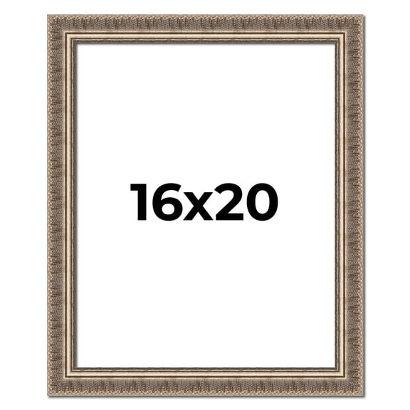 16x20 Frame Silver Harvest Ornate Solid Wood Picture Frame | 1.75 Inch Moulding Width |Mayflower